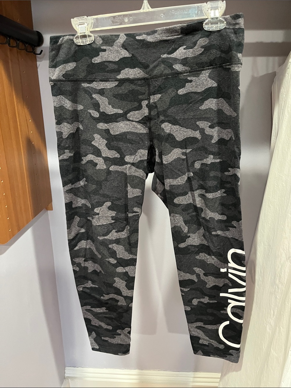 Calvin Klein Women’s Black & Gray Camo Leggings with Side leg logo